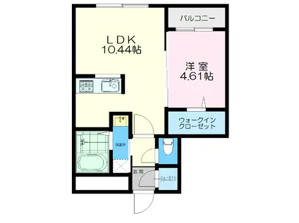 TWINBERRY KITAHIROSHIMA北広島市共栄町3丁目M(1LDK/4階)の間取り写真