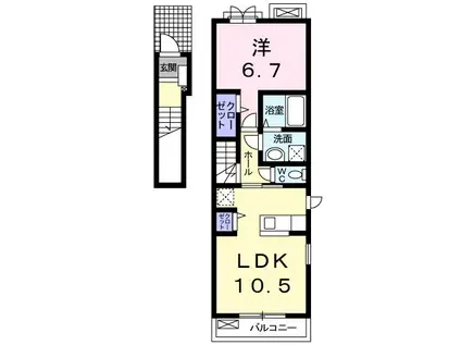ビーネI(1LDK/2階)の間取り写真