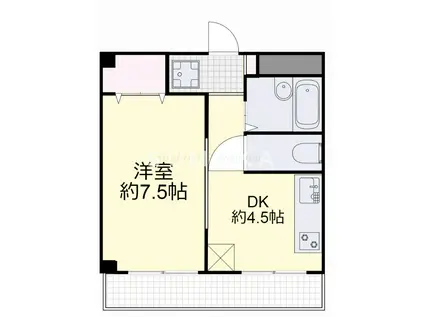 プラーナ富町(1DK/2階)の間取り写真