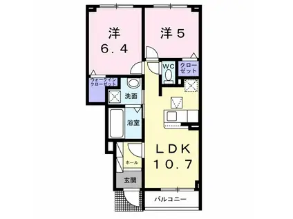 カーサ ミオ I(2LDK/1階)の間取り写真