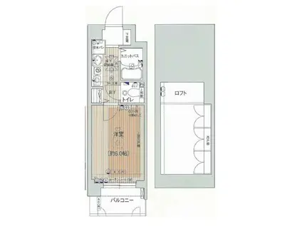 エステムコート梅田茶屋町デュアルスペース(1K/6階)の間取り写真