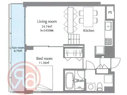 GLASHAUS(1LDK/5階)の間取り写真