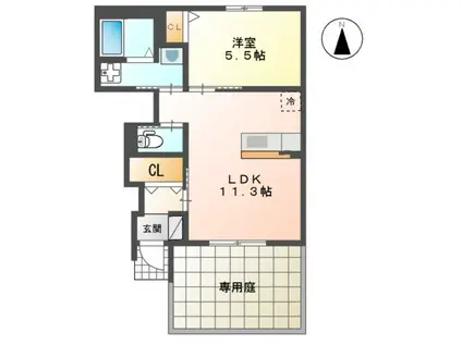 ジュレーム(1LDK/1階)の間取り写真