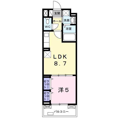 ルーミナス京田辺(1LDK/3階)の間取り写真