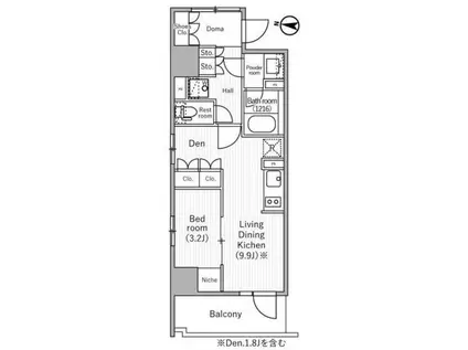 ニド三ノ輪(1LDK/6階)の間取り写真