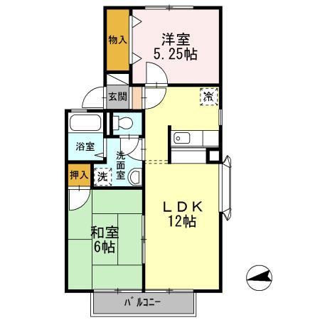 コートダジュールTIIA棟(2LDK/2階)の間取り写真