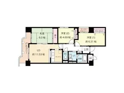 ファミーユ西梅田(3LDK/10階)の間取り写真