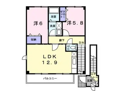 クレストール・ロエール(2LDK/2階)の間取り写真