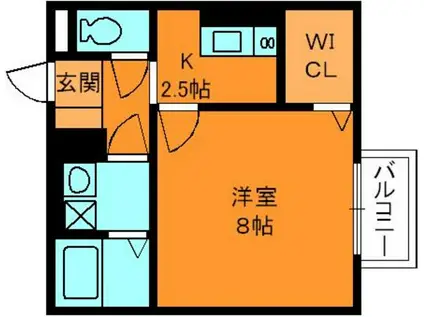 ヴェルデ(1K/2階)の間取り写真