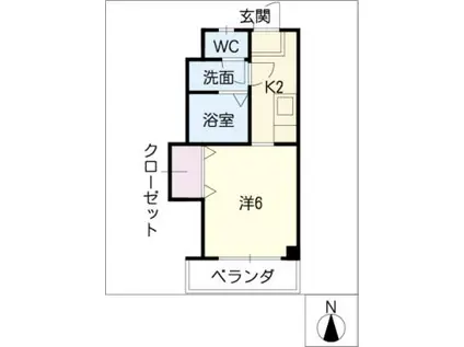 リズスクエア 中棟(1K/2階)の間取り写真