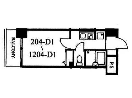 スカイコート品川仙台坂(1K/10階)の間取り写真