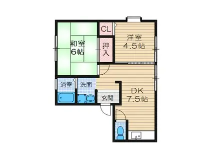 グリーンハイツクラマ2(2DK/1階)の間取り写真