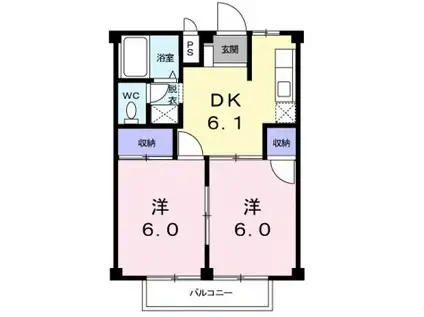 シティハイツ新丸(2DK/1階)の間取り写真