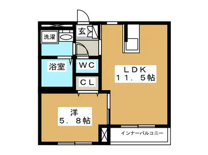 アイランドコート C(1LDK/1階)の間取り写真