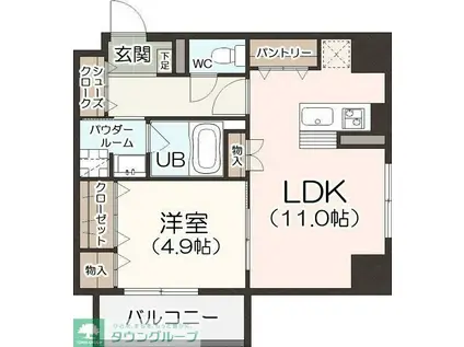 ヴィファーレ金山(1LDK/4階)の間取り写真