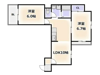 グレースカーサM(2LDK/4階)の間取り写真
