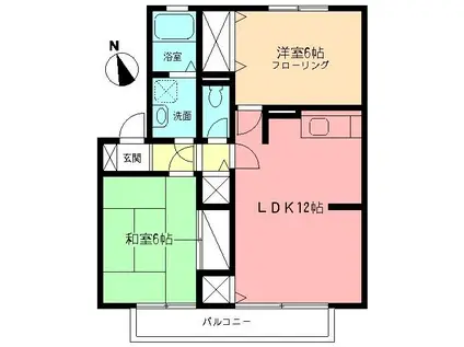 小田急小田原線 秦野駅 徒歩12分 2階建 築31年(2LDK/1階)の間取り写真