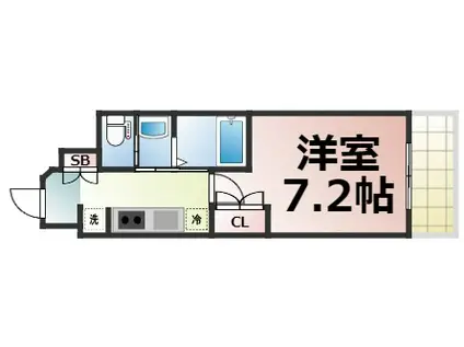 エスカーサ大阪城東(1K/4階)の間取り写真