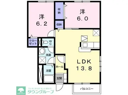 プランドールB(2LDK/1階)の間取り写真