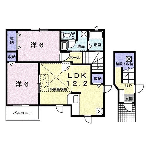 ミレニアムハイツS(2LDK/2階)の間取り写真