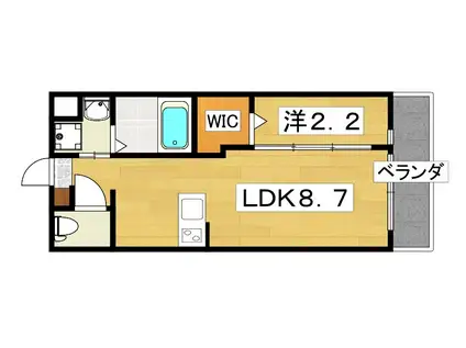 リアコート枚方御殿山サウス(1LDK/1階)の間取り写真