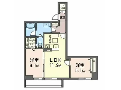 REFISIA レフィシア(2LDK/1階)の間取り写真