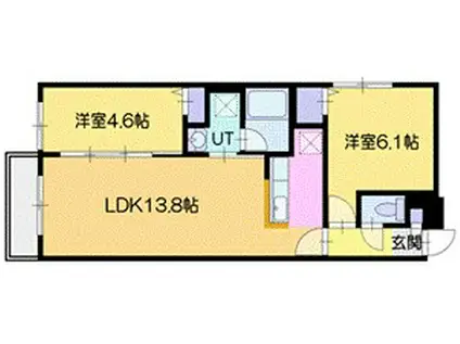 グランオルセーS8(2LDK/5階)の間取り写真