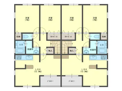 セレブリテ緑ヶ丘(2LDK/2階)の間取り写真