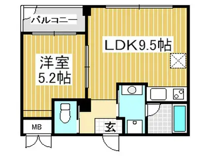 プリオーレリベルタ(1LDK/3階)の間取り写真