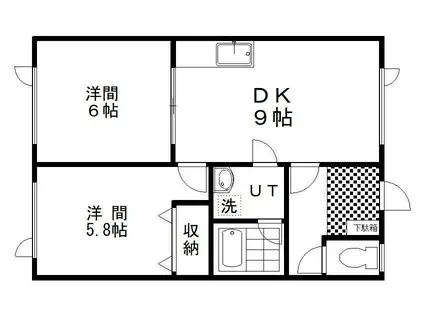 ドリームカーサ彩華II(2DK/2階)の間取り写真