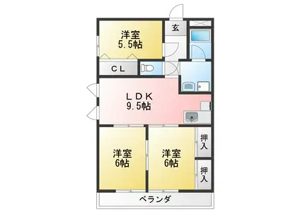 TAKIハイツ(3DK/1階)の間取り写真