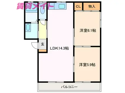ST.MARINERS CRADLE-SERA R棟(2LDK/1階)の間取り写真