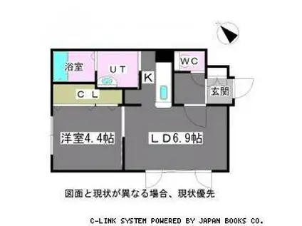 リベラルコート菊水(1LDK/2階)の間取り写真