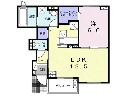 プルミエール・メゾン(1LDK/1階)の間取り写真