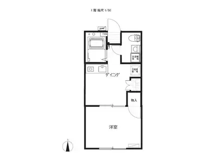 本厚木AXIS(1DK/2階)の間取り写真