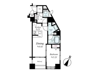 デュオスカーラ西麻布タワーCENTRAL(1DK/10階)の間取り写真