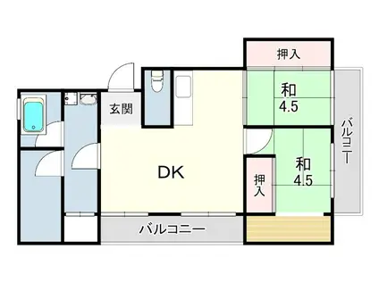 エクリート朝霧(2DK/3階)の間取り写真