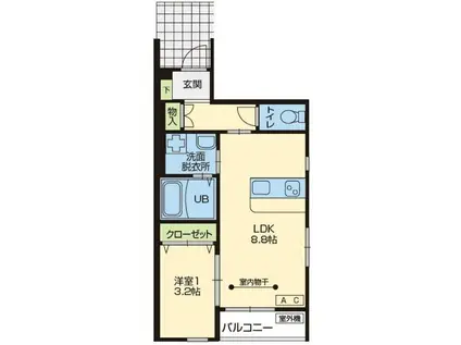 ハドルハシヌマ(1LDK/1階)の間取り写真