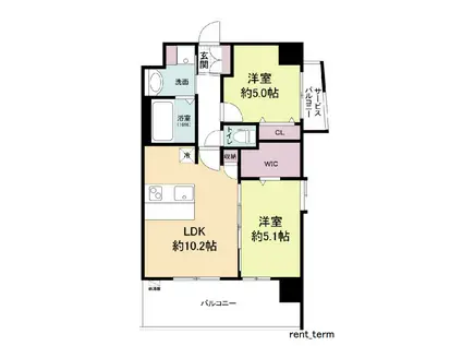 スプランディッド中之島ウエスト(2LDK/10階)の間取り写真
