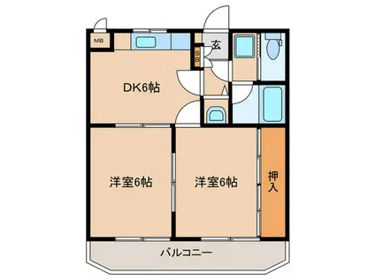 ハイム華(2DK/1階)の間取り写真