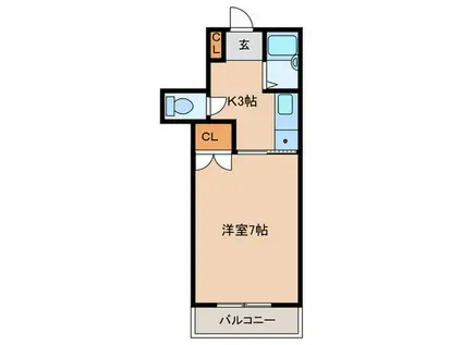 アップルコート紫原II(1K/2階)の間取り写真