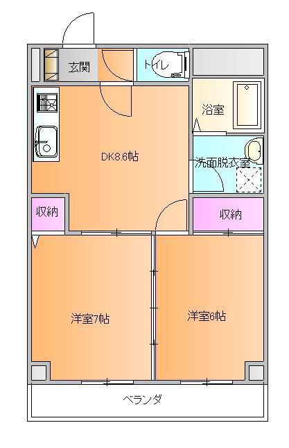 ハイデンスニーズ(2DK/3階)の間取り写真
