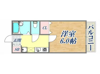 サンライズ西宮(1K/2階)の間取り写真