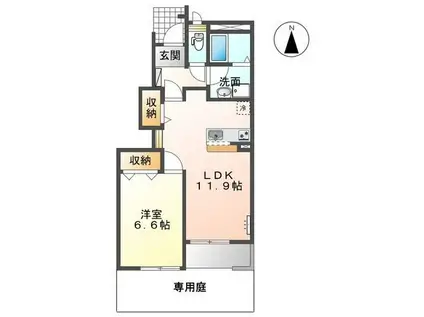 イーグル(1LDK/1階)の間取り写真