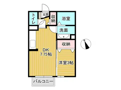 コーポクリスタル(1DK/2階)の間取り写真