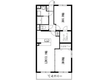 グランストーク奥浜名湖(2LDK/2階)の間取り写真