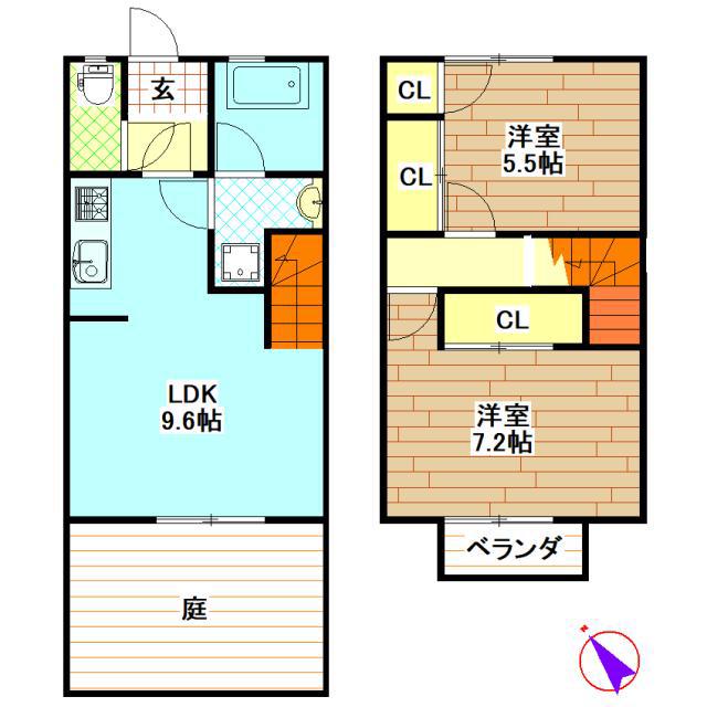 ラ・フェンテ(2LDK/1階)の間取り写真