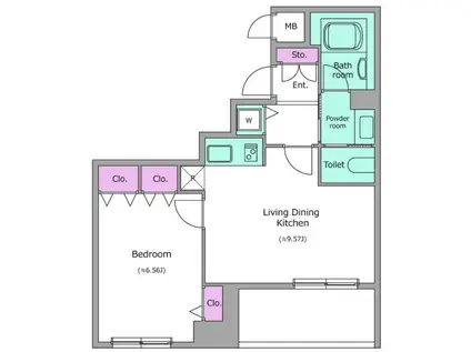 レジディア新川(1LDK/7階)の間取り写真
