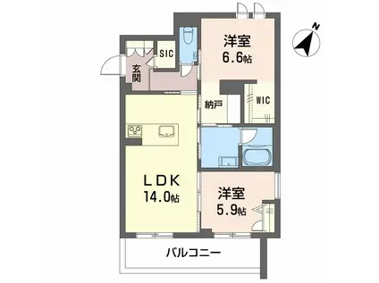 シャーメゾンステージ東静岡(2LDK/4階)の間取り写真