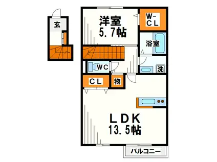 WIN BELL柴崎ウィンベルシバサキ(1LDK/2階)の間取り写真